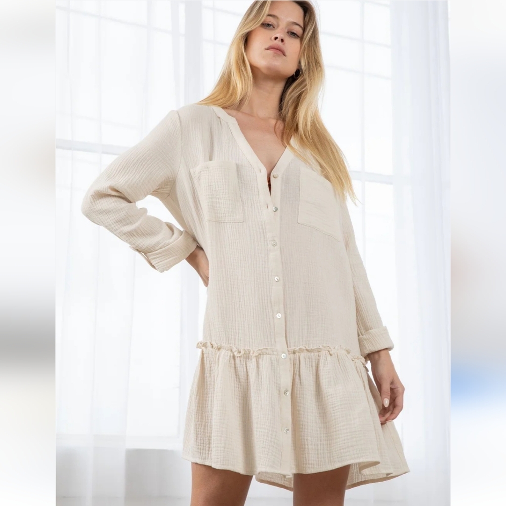 Lovestitch Float On Air Linen Blend Mini Dress Size Medium
